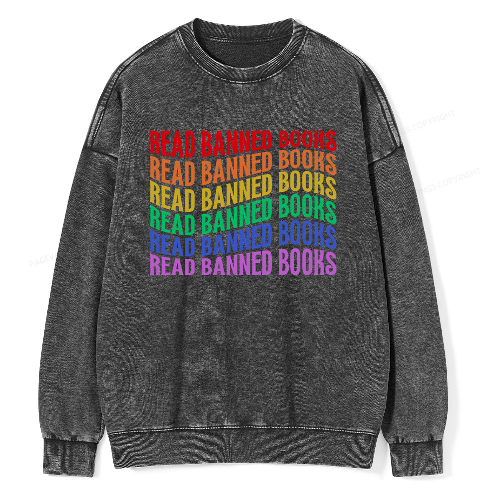 Pagewings Read Banned Books Unisex Washed Sweatshirt
