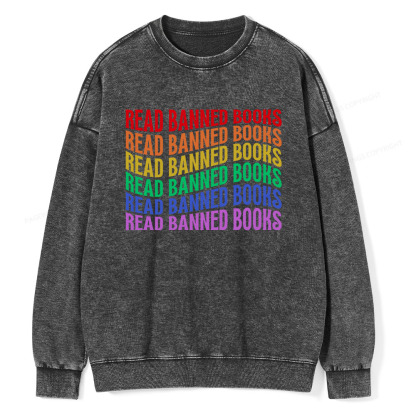 Pagewings Read Banned Books Unisex Washed Sweatshirt