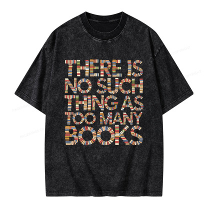 Pagewings No Such Thing As Too Many Books Unisex Washed T-shirt