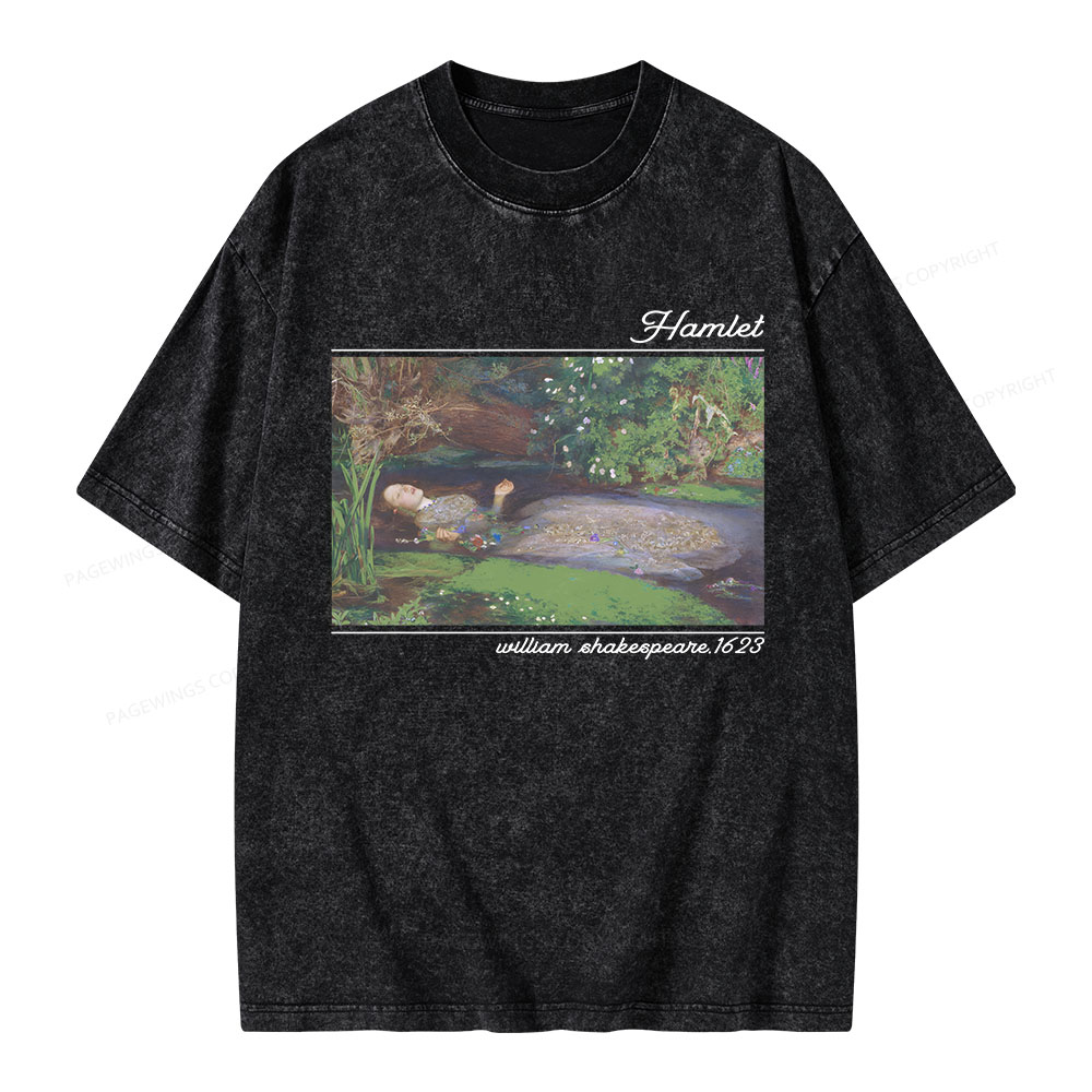 Pagewings Hamlet Ophelia Shakespeare Unisex Washed T-shirt