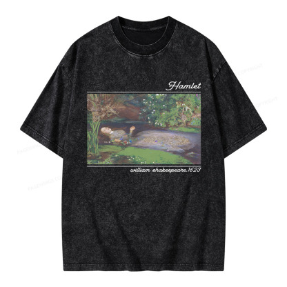 Pagewings Hamlet Ophelia Shakespeare Unisex Washed T-shirt
