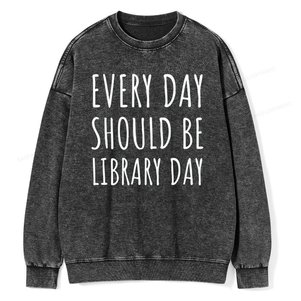 Pagewings Library Day Media Specialist Shirt Library Shirt Unisex Washed Sweatshirt