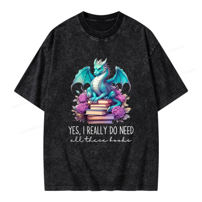 Pagewings Yes I Really Do Need All These Books Unisex Washed T-shirt