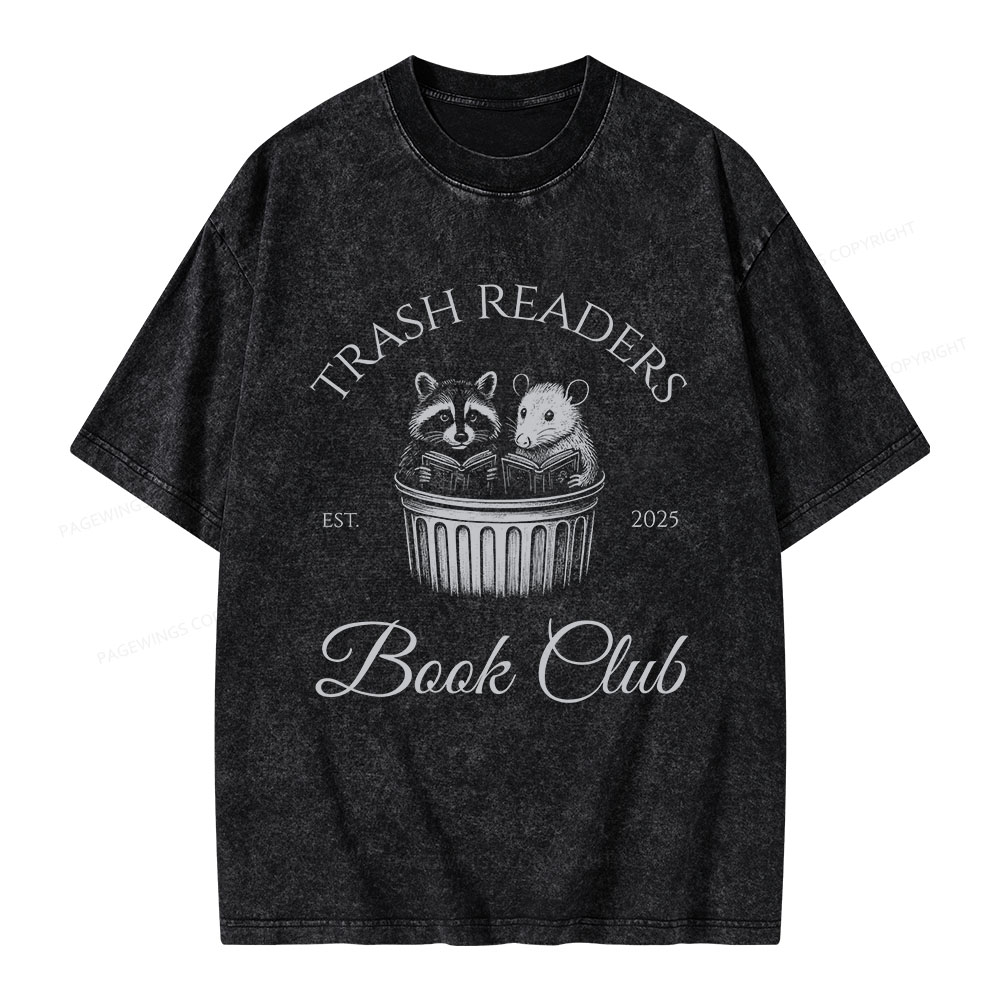 Pagewings Trash Readers Book Club Unisex Washed T-shirt