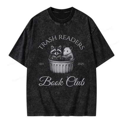 Pagewings Trash Readers Book Club Unisex Washed T-shirt