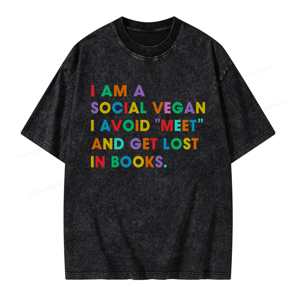 Pagewings I Avoid Meet And Get Lost In Books Unisex Washed T-shirt