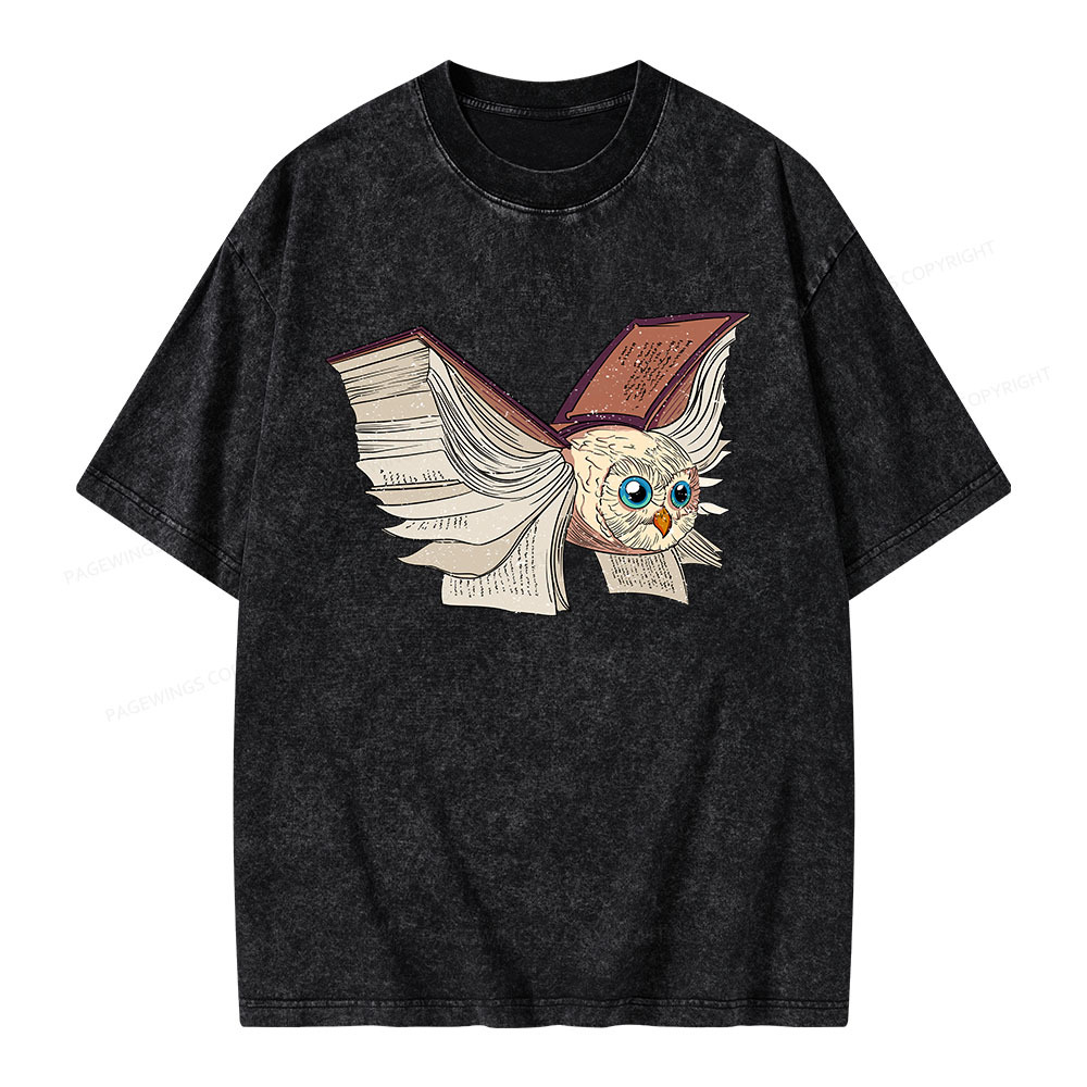 Pagewings Just An Owl Who Loves Reading Unisex Washed T-shirt