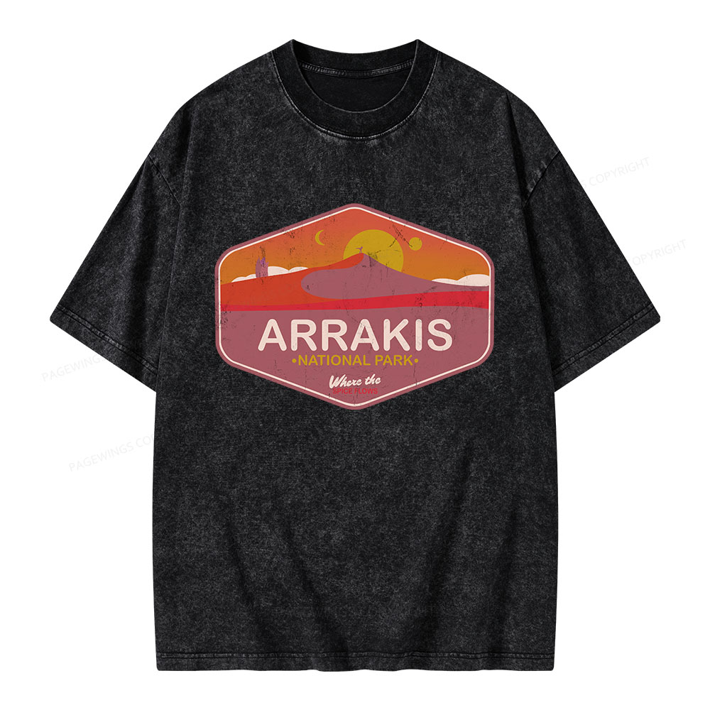 Pagewings Arrakis National Park Unisex Washed T-shirt