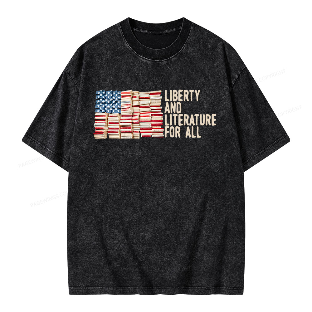 Pagewings Liberty And Literature For All Unisex Washed T-shirt