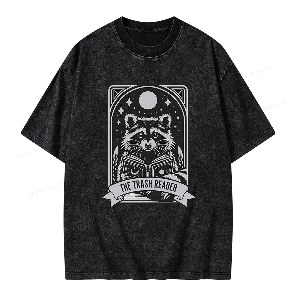 Pagewings The Trash Reader Raccoon Unisex Washed T-shirt