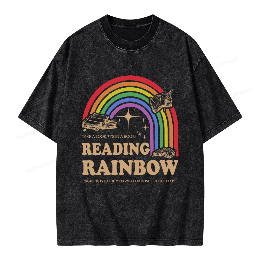 Pagewings Reading Rainbow Librarian Unisex Washed T-shirt