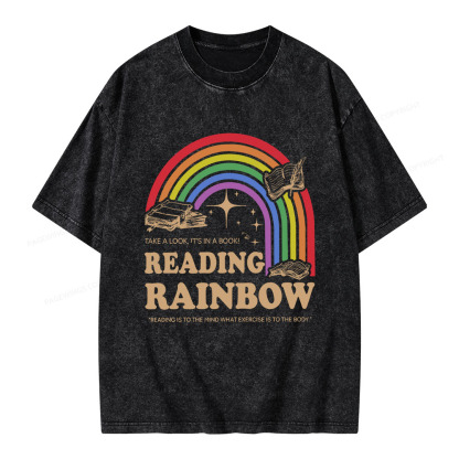Pagewings Reading Rainbow Librarian Unisex Washed T-shirt