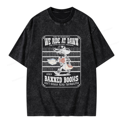 Pagewings The Banned Books Ain't Gonna Read Themselves Unisex Washed T-shirt