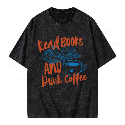Pagewings Read Books And Drink Coffee Bookish Unisex Washed T-shirt