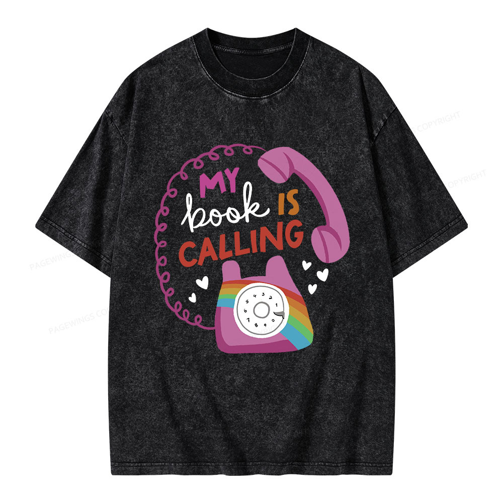 Pagewings My Book is Calling Unisex Washed T-shirt