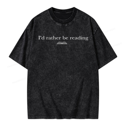 Pagewings I’d Rather Be Reading Unisex Washed T-shirt