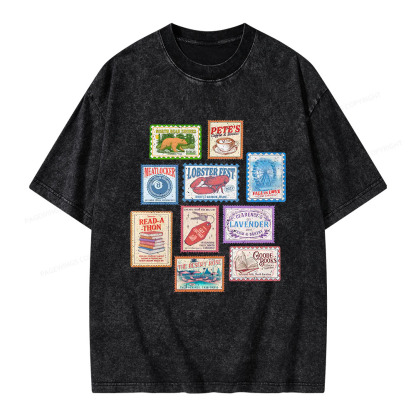 Pagewings Books Stamp Beach Read Unisex Washed T-shirt