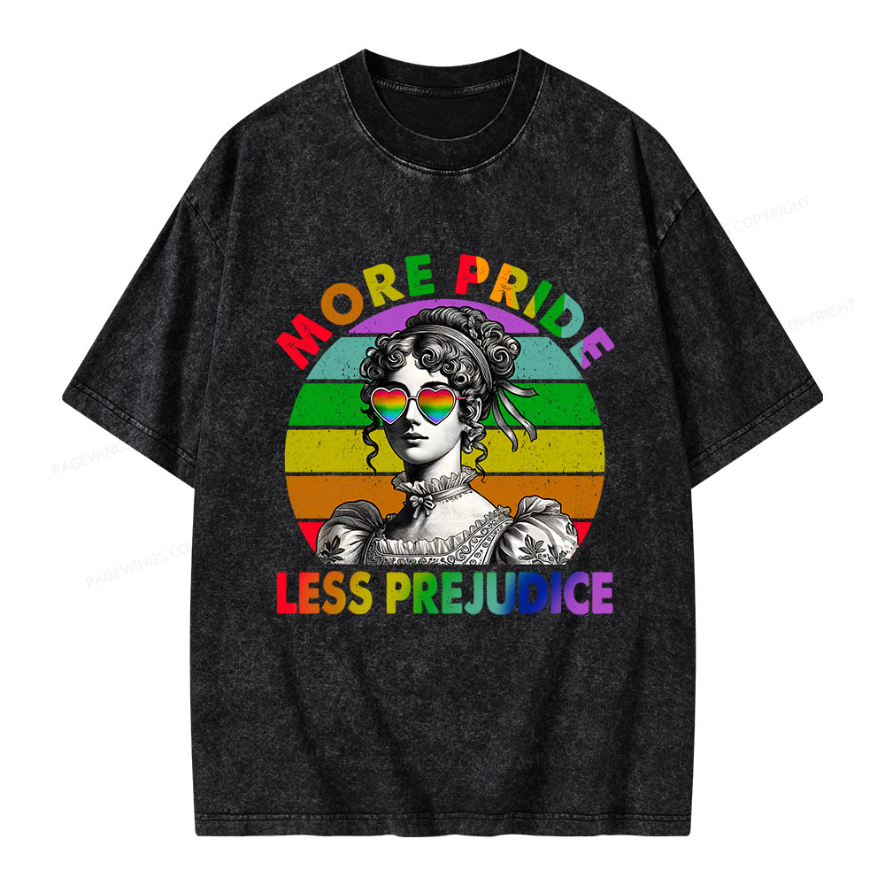 Pagewings More Pride Less Prejudice Pride Month Unisex Washed T-shirt