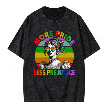 Pagewings More Pride Less Prejudice Pride Month Unisex Washed T-shirt