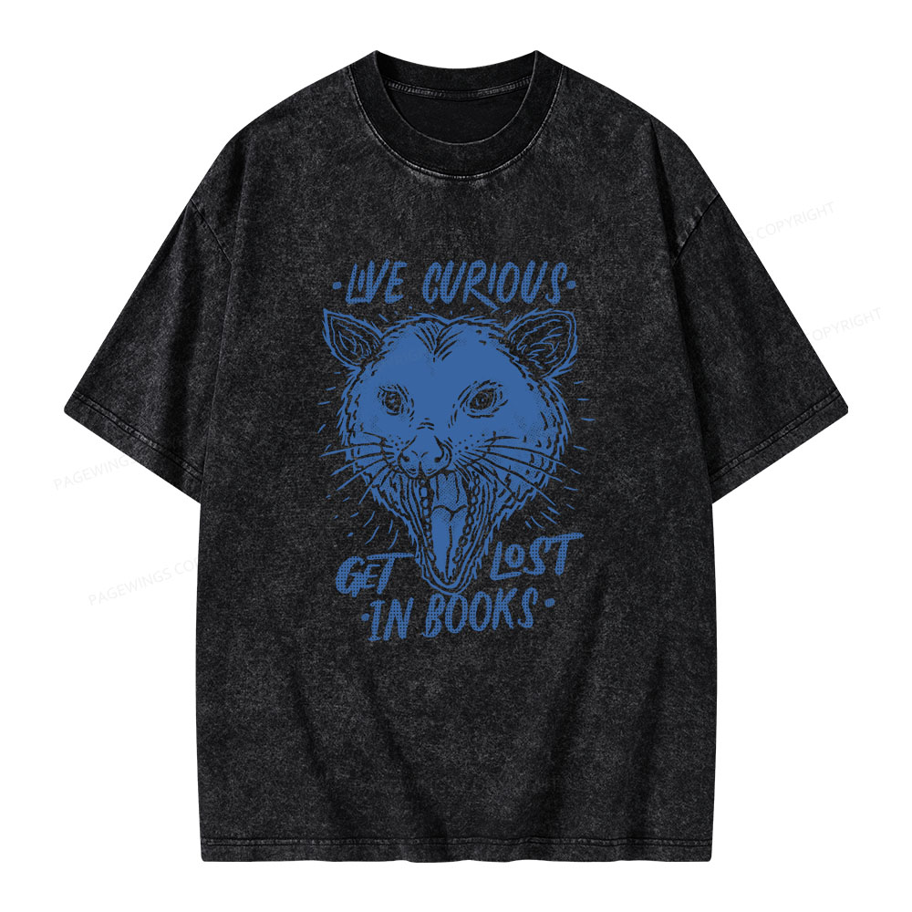 Pagewings Live Curious, Get Lost In Books Unisex Washed T-shirt