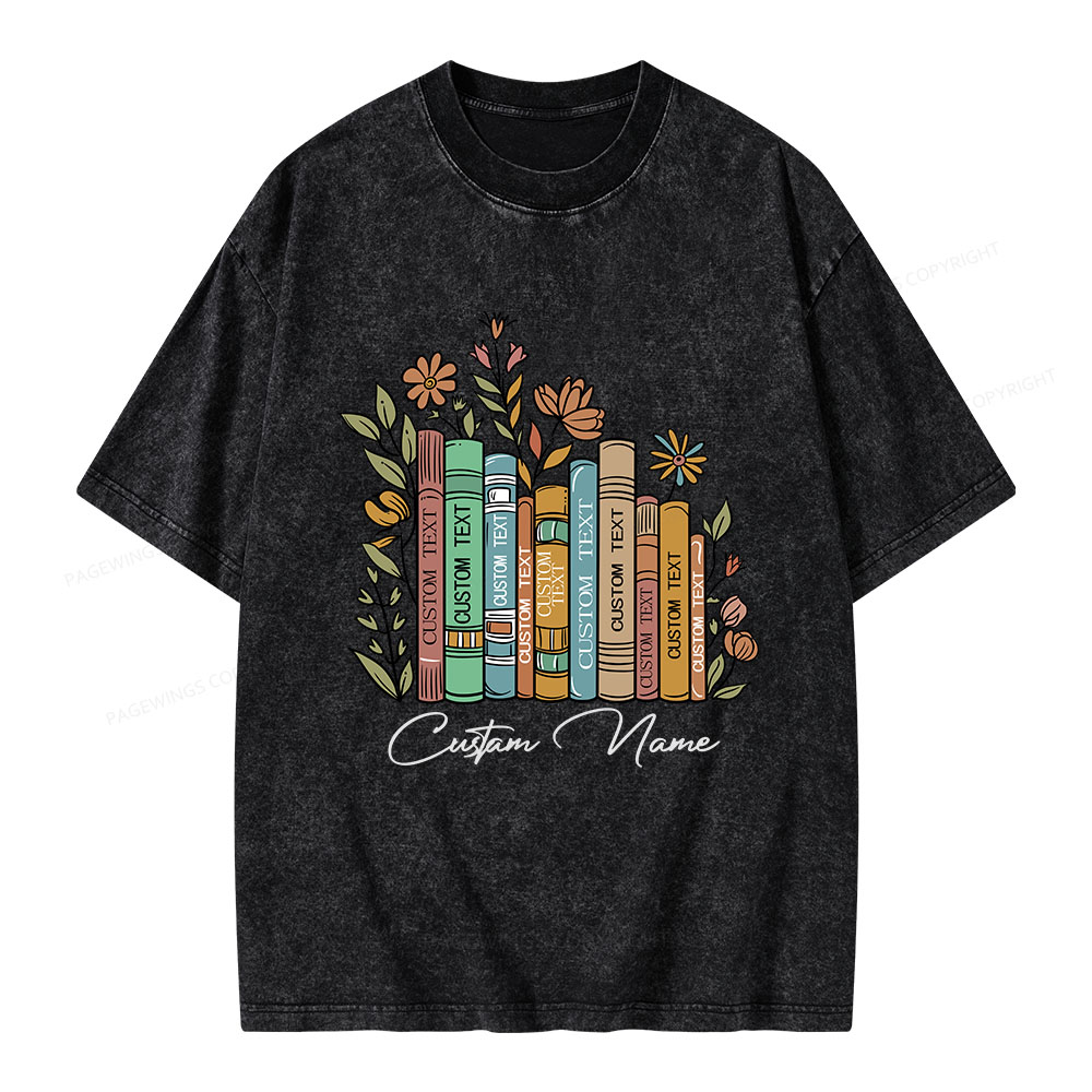 Pagewings Personalized Librarian Bookworm Unisex Washed T-shirt