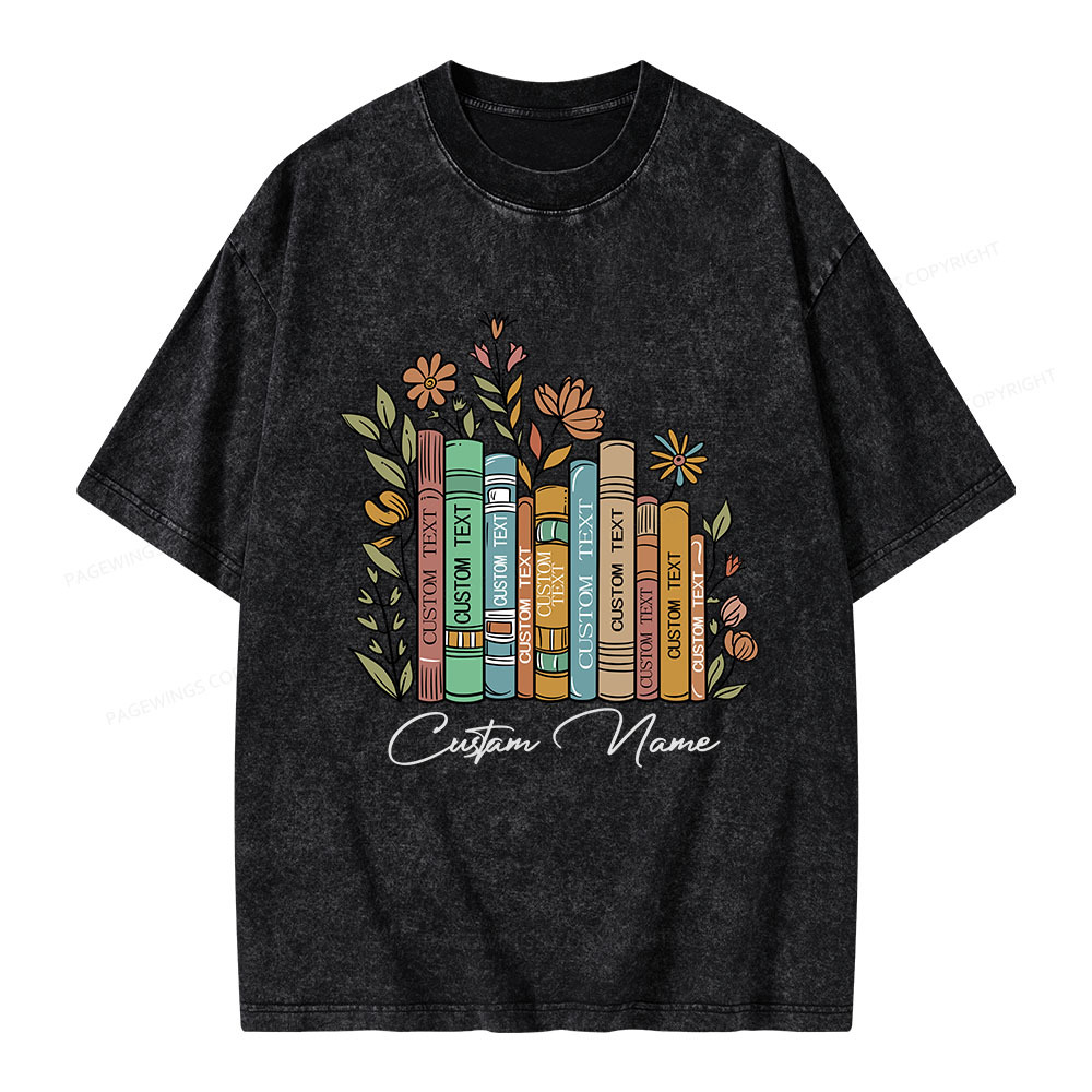 Pagewings Personalized Librarian Bookworm Unisex Washed T-shirt