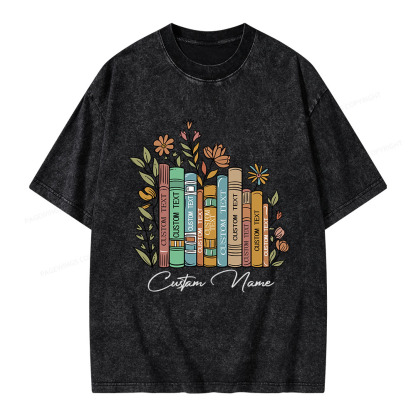 Pagewings Personalized Librarian Bookworm Unisex Washed T-shirt