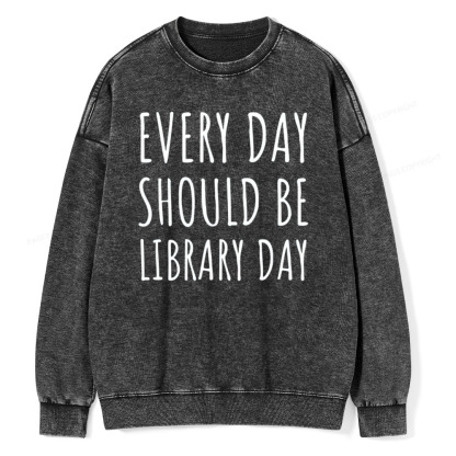 Pagewings Library Day Media Specialist Shirt Library Shirt Unisex Washed Sweatshirt