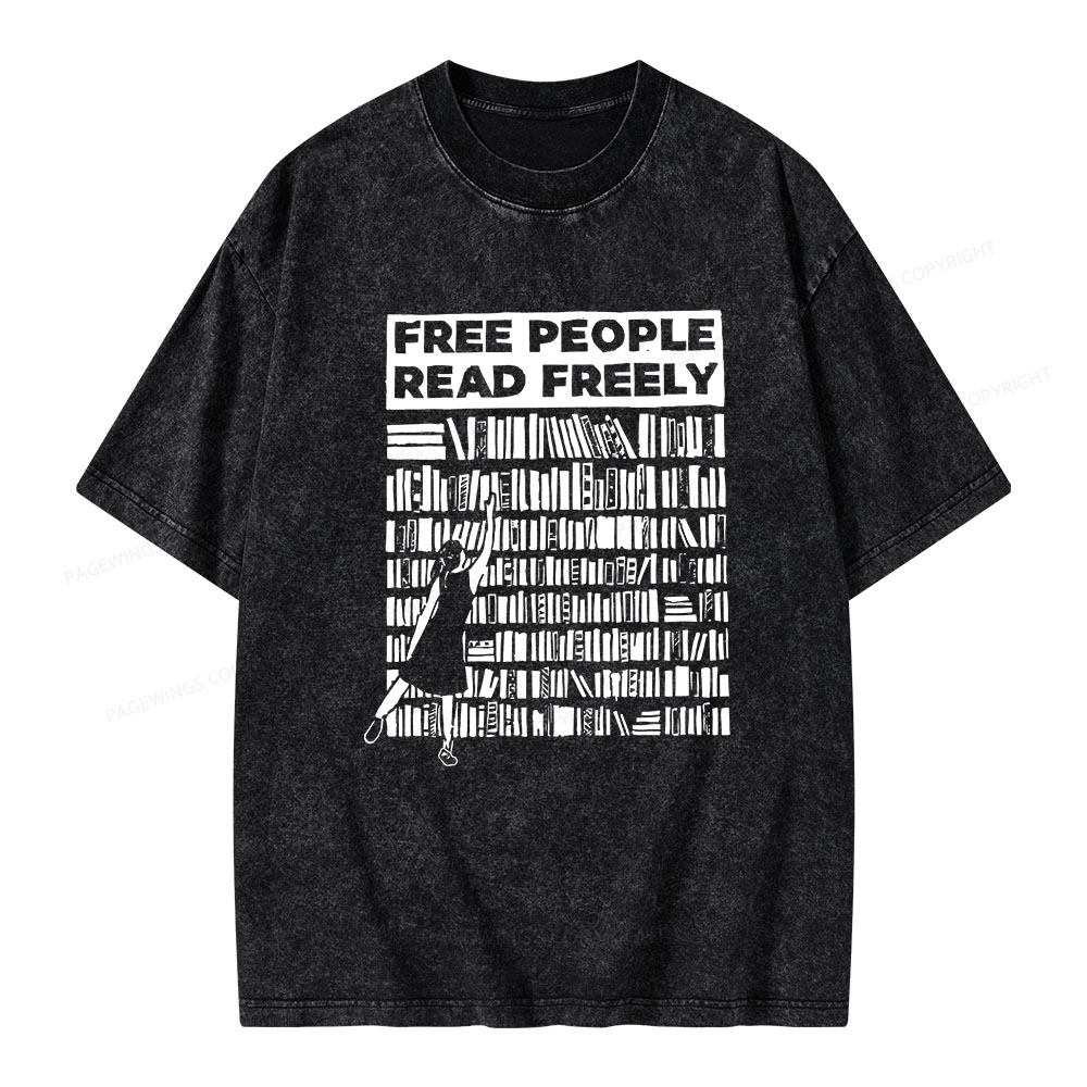 Pagewings Free People Read Freely Unisex Washed T-shirt