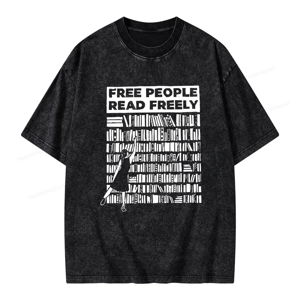 Pagewings Free People Read Freely Unisex Washed T-shirt