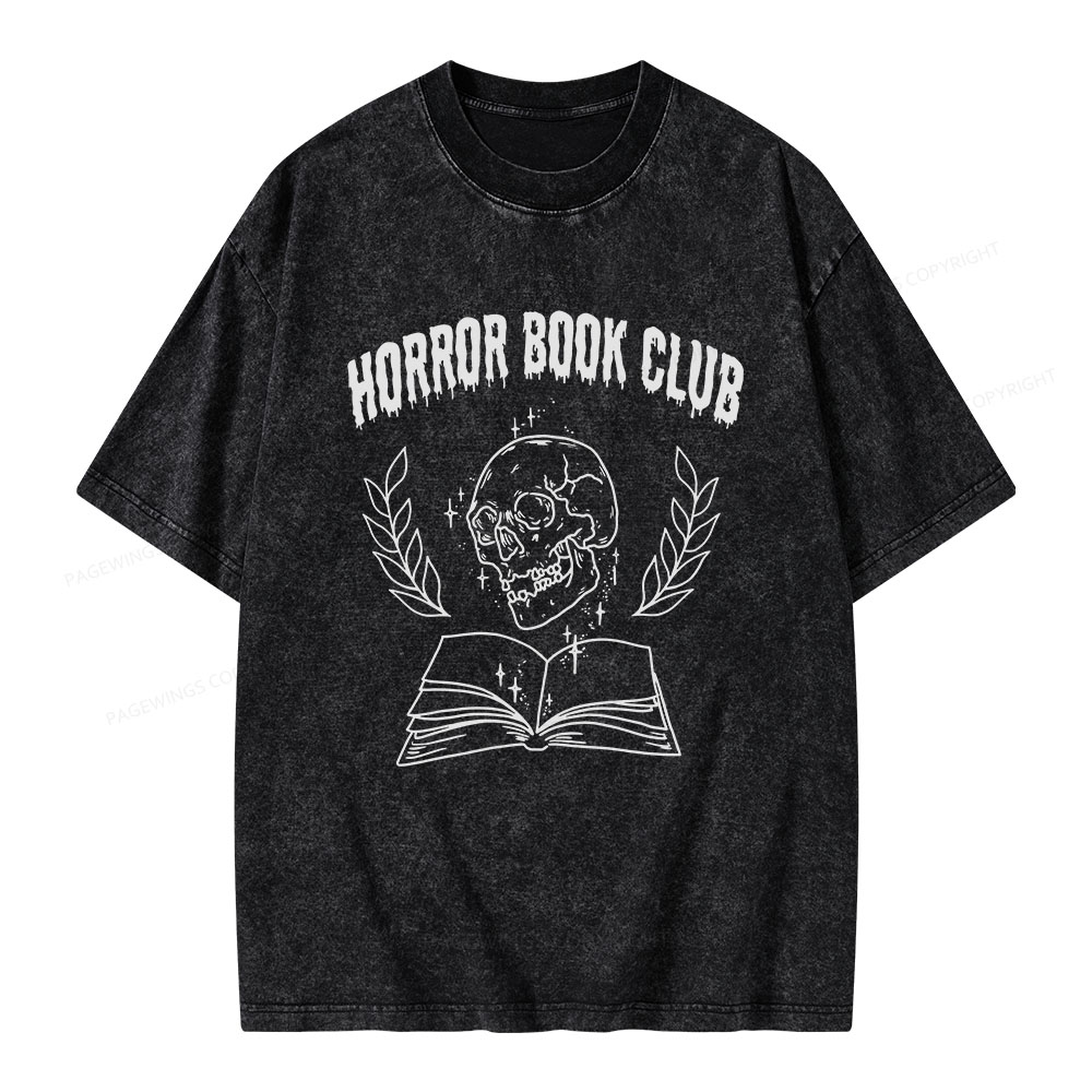Pagewings Horror Book Club Unisex Washed T-shirt