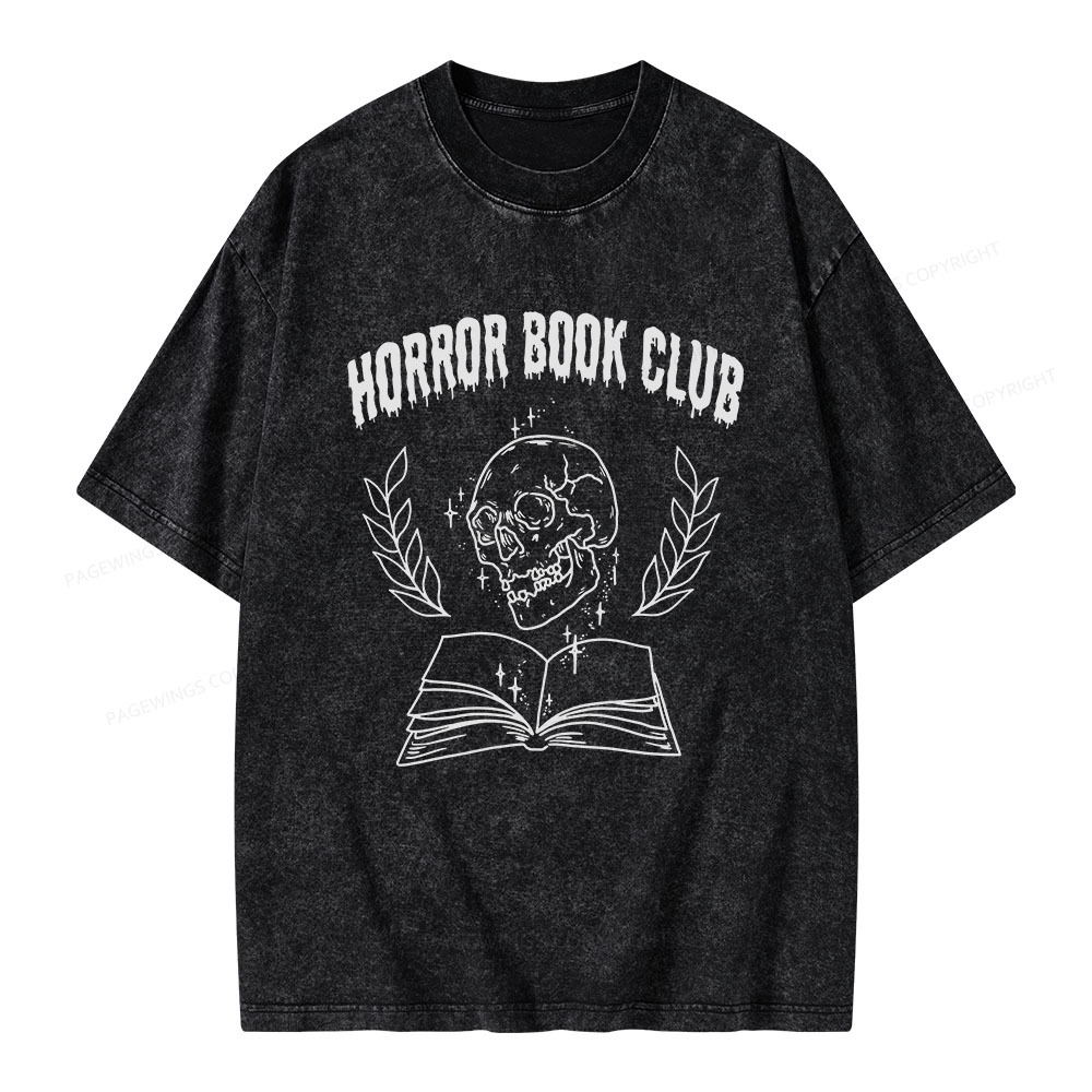 Pagewings Horror Book Club Unisex Washed T-shirt