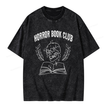 Pagewings Horror Book Club Unisex Washed T-shirt