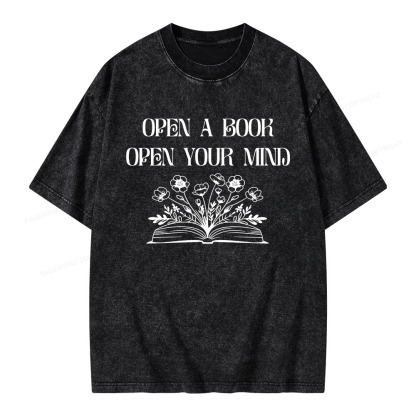 Pagewings Open A Book Open Your Mind Unisex Washed T-shirt