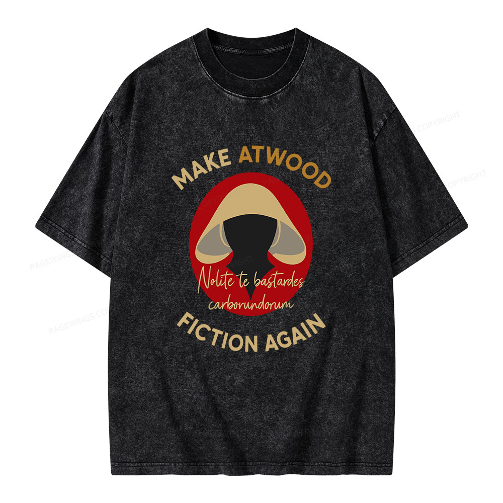 Pagewings Make Atwood Fiction Again Unisex Washed T-shirt