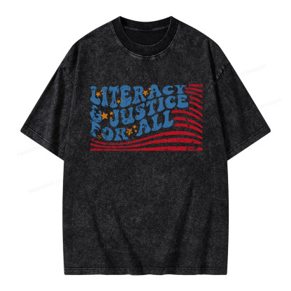 Pagewings Literacy And Justice For All Book Club Unisex Washed T-shirt