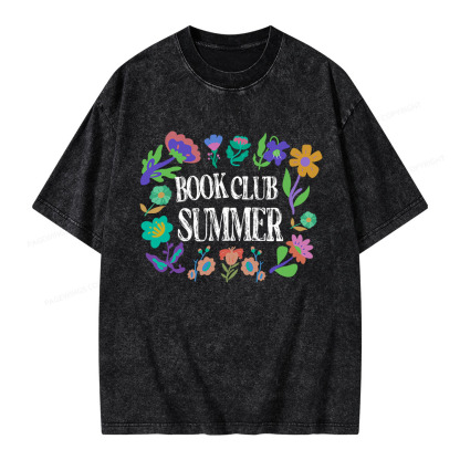 Pagewings Book Club Summer Unisex Washed T-shirt