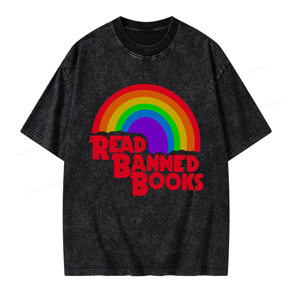 Pagewings Read Banned Books Reading Unisex Washed T-shirt