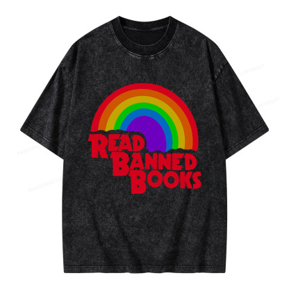 Pagewings Read Banned Books Reading Unisex Washed T-shirt