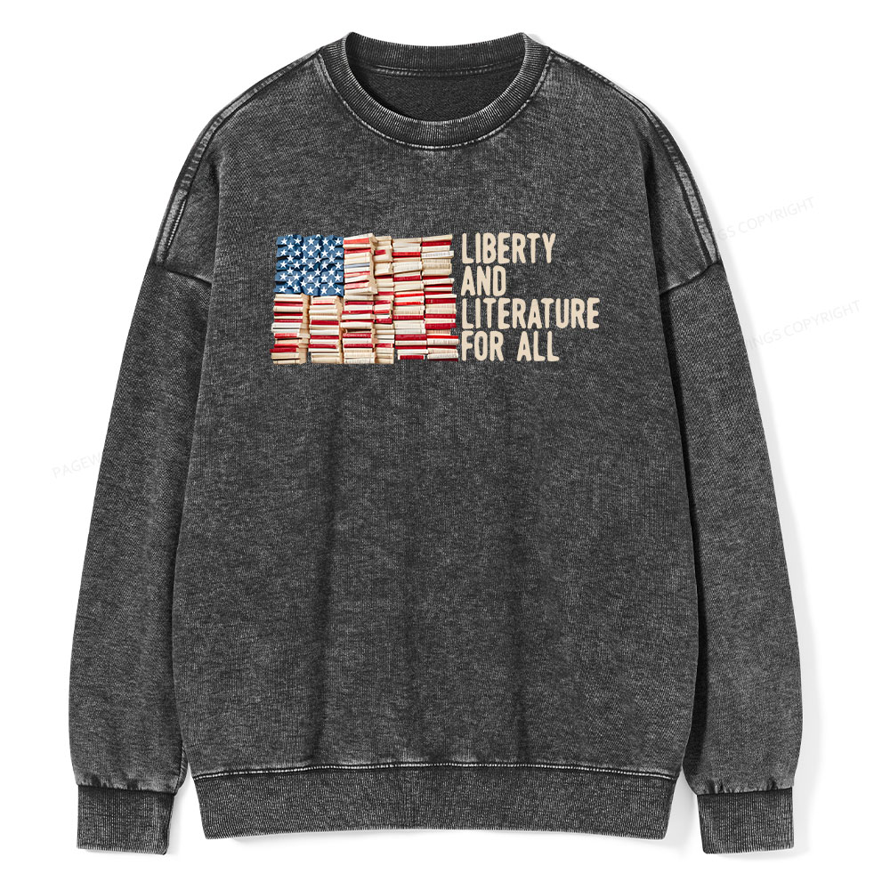 Pagewings Liberty And Literature For All Unisex Washed Sweatshirt