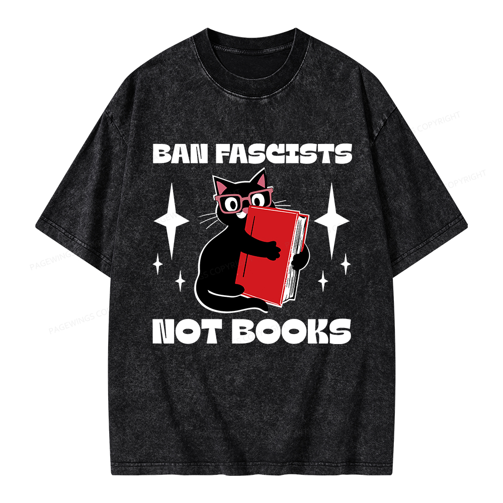 Pagewings Ban Fascists Not Books Unisex Washed T-shirt
