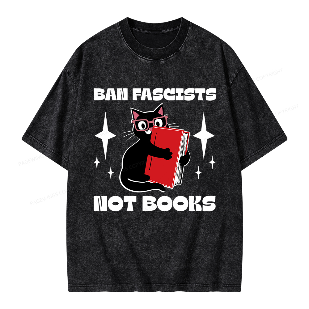 Pagewings Ban Fascists Not Books Unisex Washed T-shirt