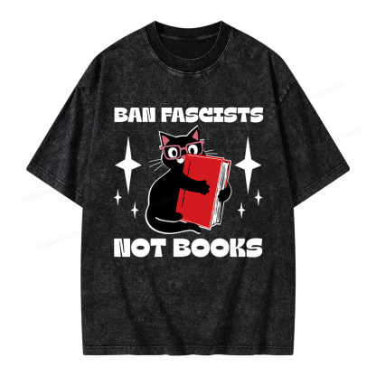 Pagewings Ban Fascists Not Books Unisex Washed T-shirt