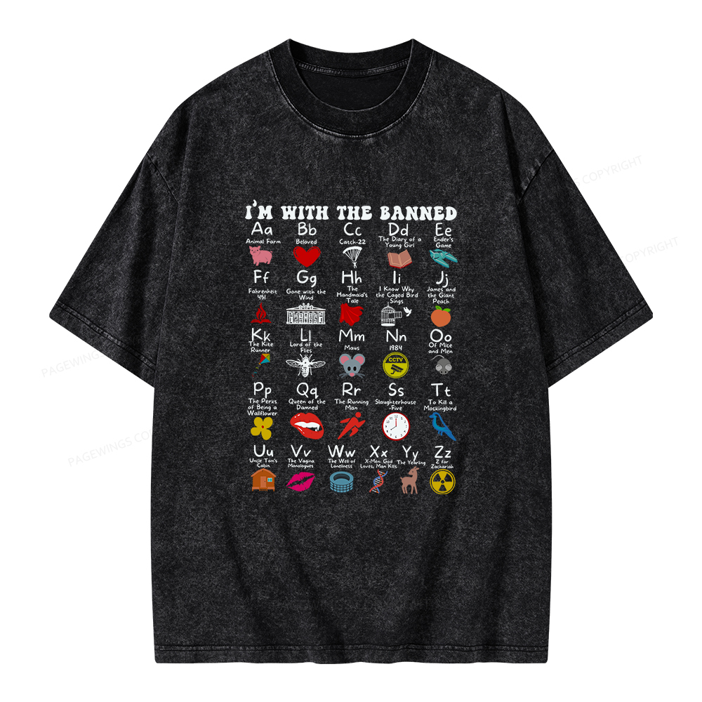 Pagewings I'M With The Banned Book Unisex Washed T-shirt