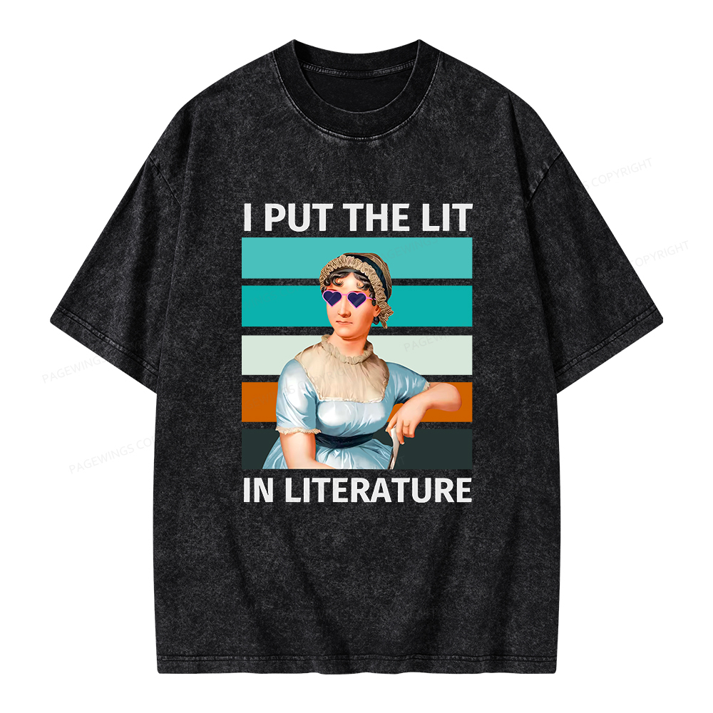 Pagewings I Put The Lit In Literature Unisex Washed T-shirt