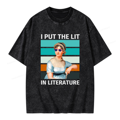 Pagewings I Put The Lit In Literature Unisex Washed T-shirt