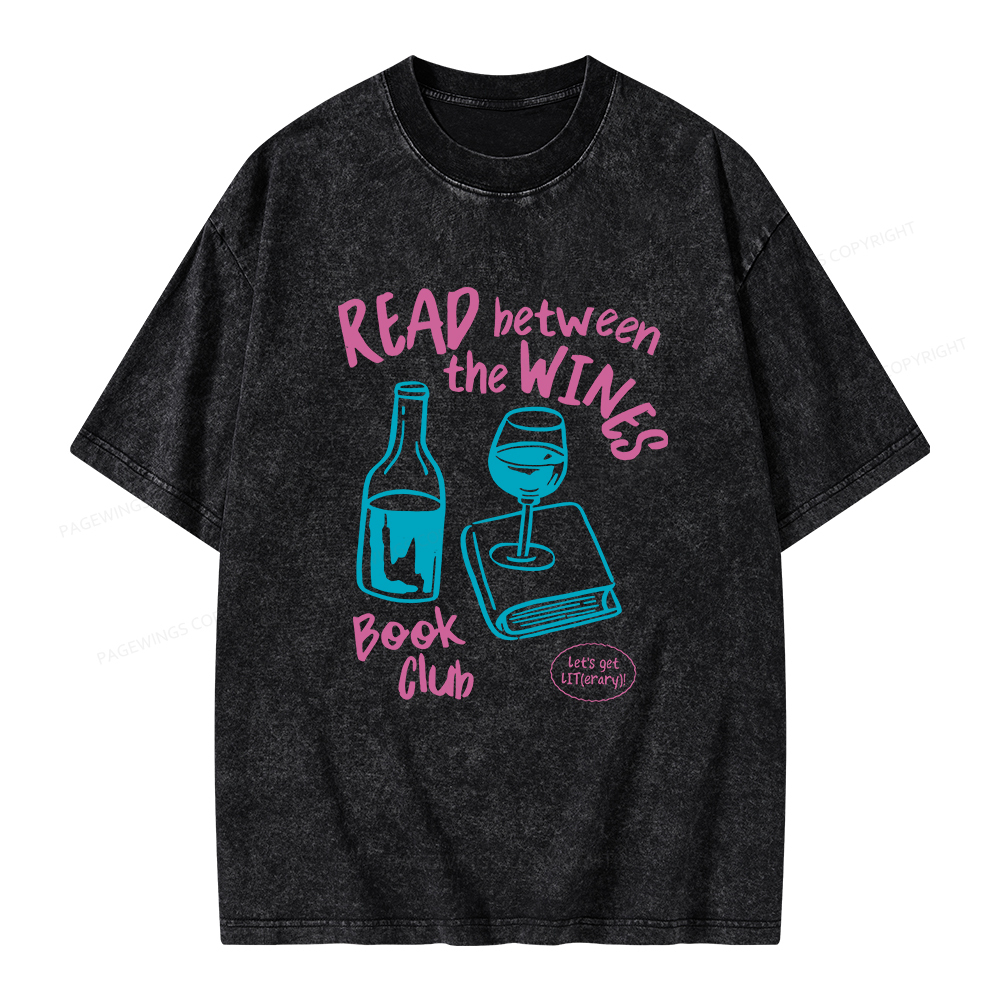 Pagewings Wine Lover Book Club Unisex Washed T-shirt