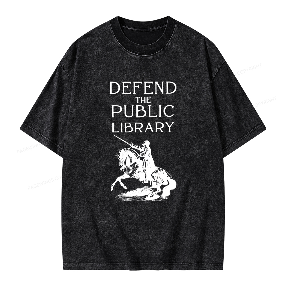 Pagewings Defend The Public Library Unisex Washed T-shirt