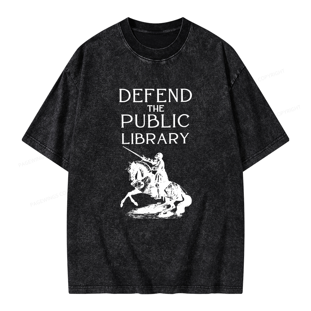 Pagewings Defend The Public Library Unisex Washed T-shirt