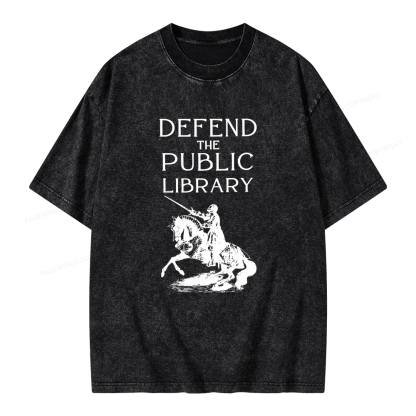 Pagewings Defend The Public Library Unisex Washed T-shirt